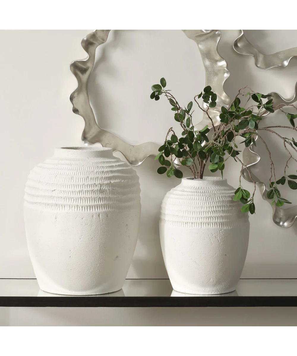 Luna Ridge White Ceramic Vases Set of 2 - Image 4