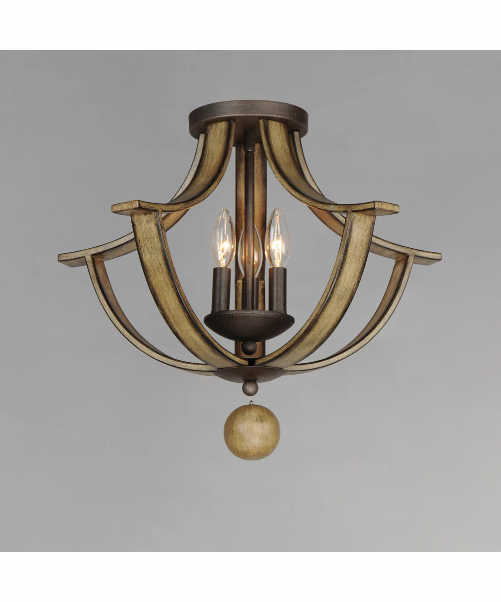 Basque 3-Light Semi-Flush Mount Driftwood/Anthracite - Image 2