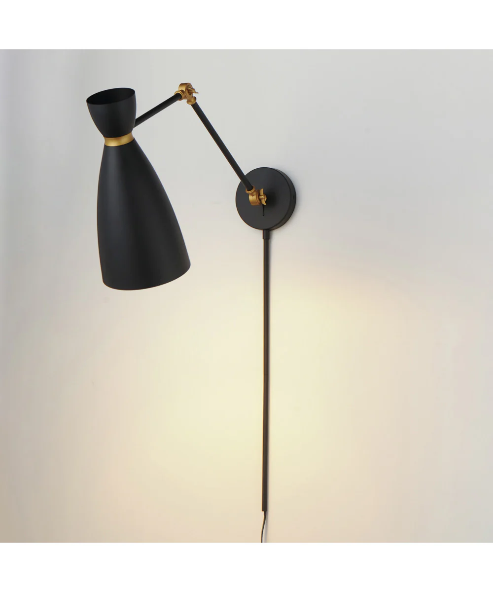 Carillon Articulating Wall Sconce Black / Satin Brass - Image 3