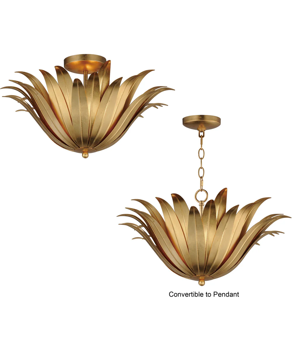 Firenze 3-Light Semi-Flush/Pendant Convertible Gold Leaf - Image 2