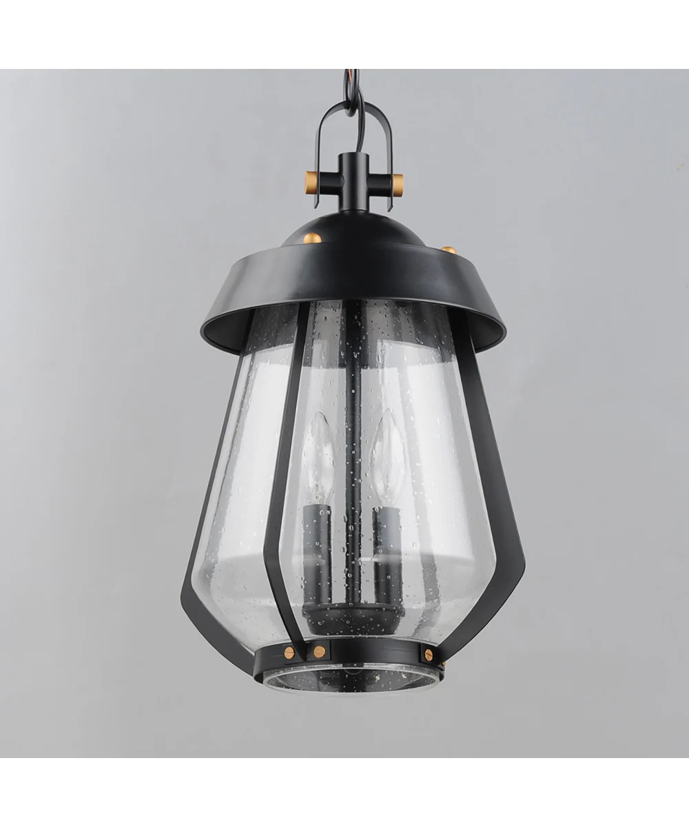 Mariner Large 2-Light Outdoor Pendant Black / Antique Brass - Image 3