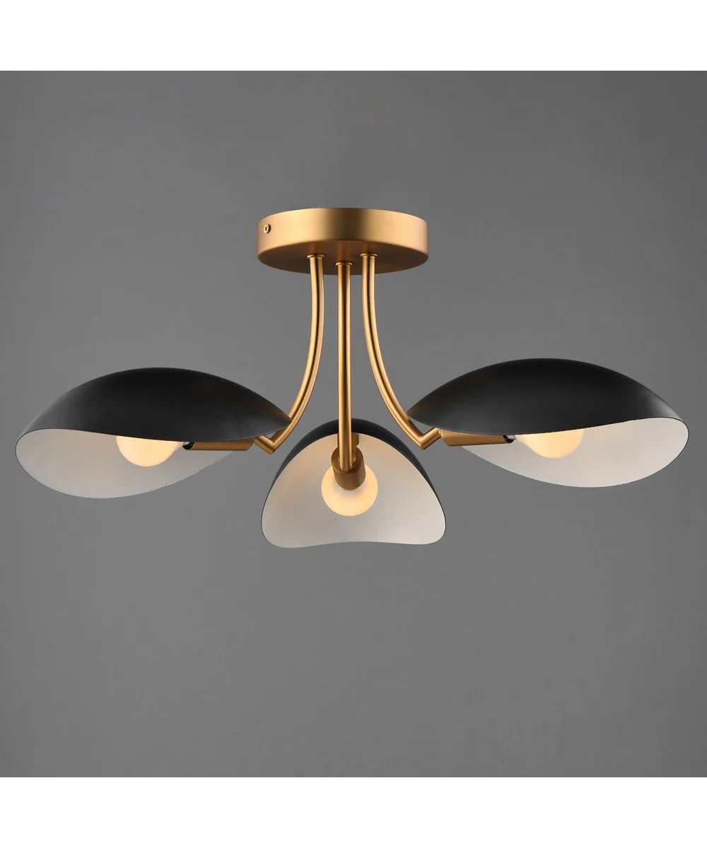Maris 3-Light Semi Flush Black / Natural Aged Brass - Image 3