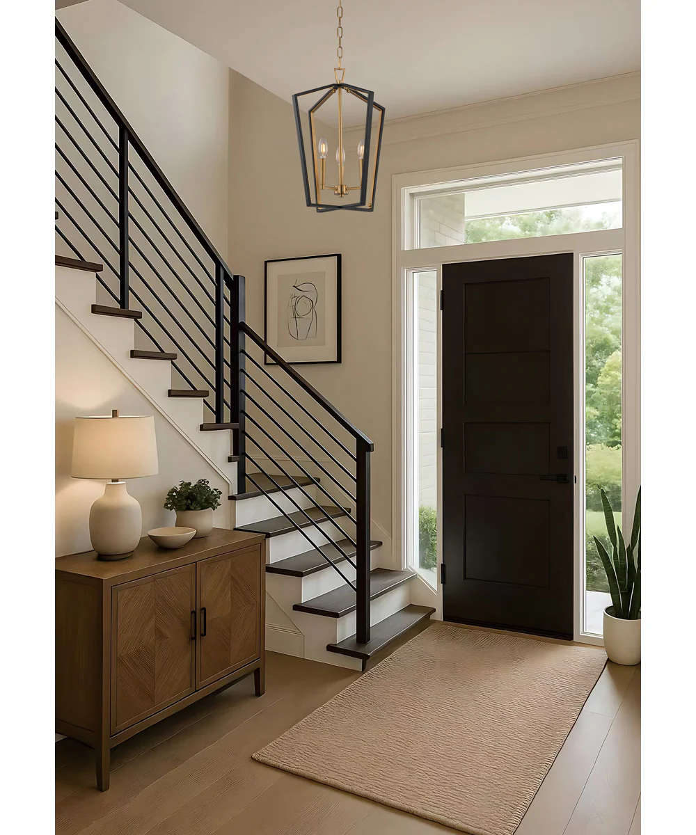 Melrose 3-Light Pendant Black / Natural Aged Brass - Image 2