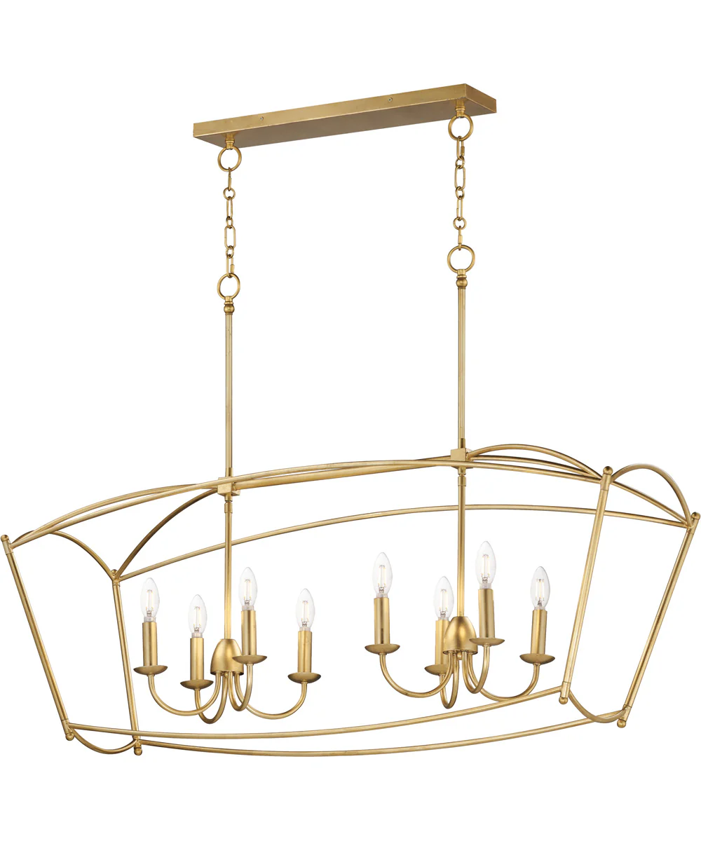 Plumette 8-Light Linear Pendant Gold Leaf