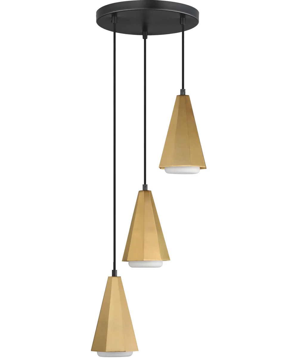 Rizzo 3-Light Pendant Black / Antique Brass