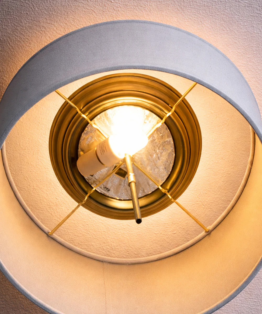 Moderne Flush Mount Conversion Kit 14"w Light Oatmeal Hardback Drum Lampshade - Image 3