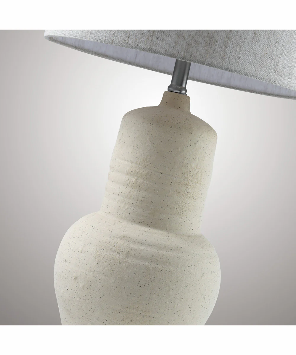 Monissa 1-Light Table Lamp Beige Ceramichrome/ Linen Fabric Shade - Image 2