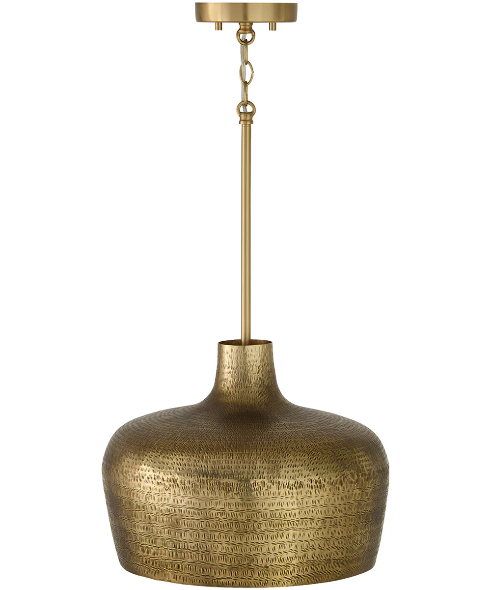Myriah 1-Light Pendant Tibetan Hammered Brass - Image 2