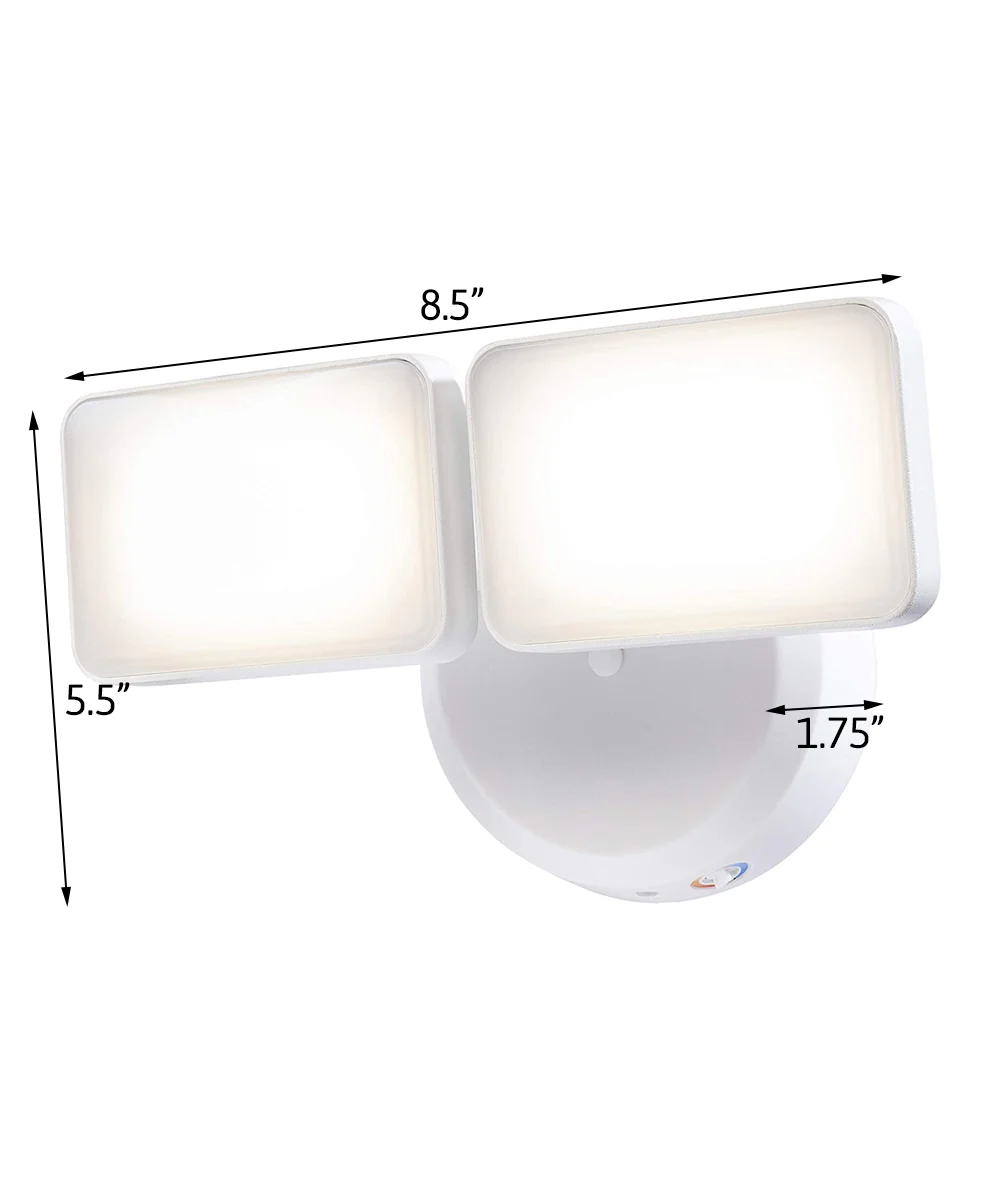 Outdoor LED Dual Head Wall Spot Light 2 Light Dusk to Dawn, White Finish 6"H - Image 2