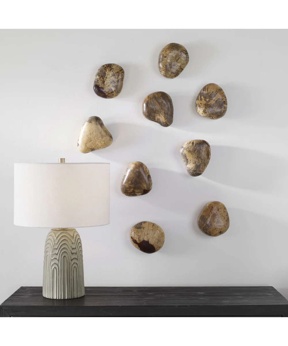 Pebbles Blonde Wood Wall Décor, Set of 9 - Image 2