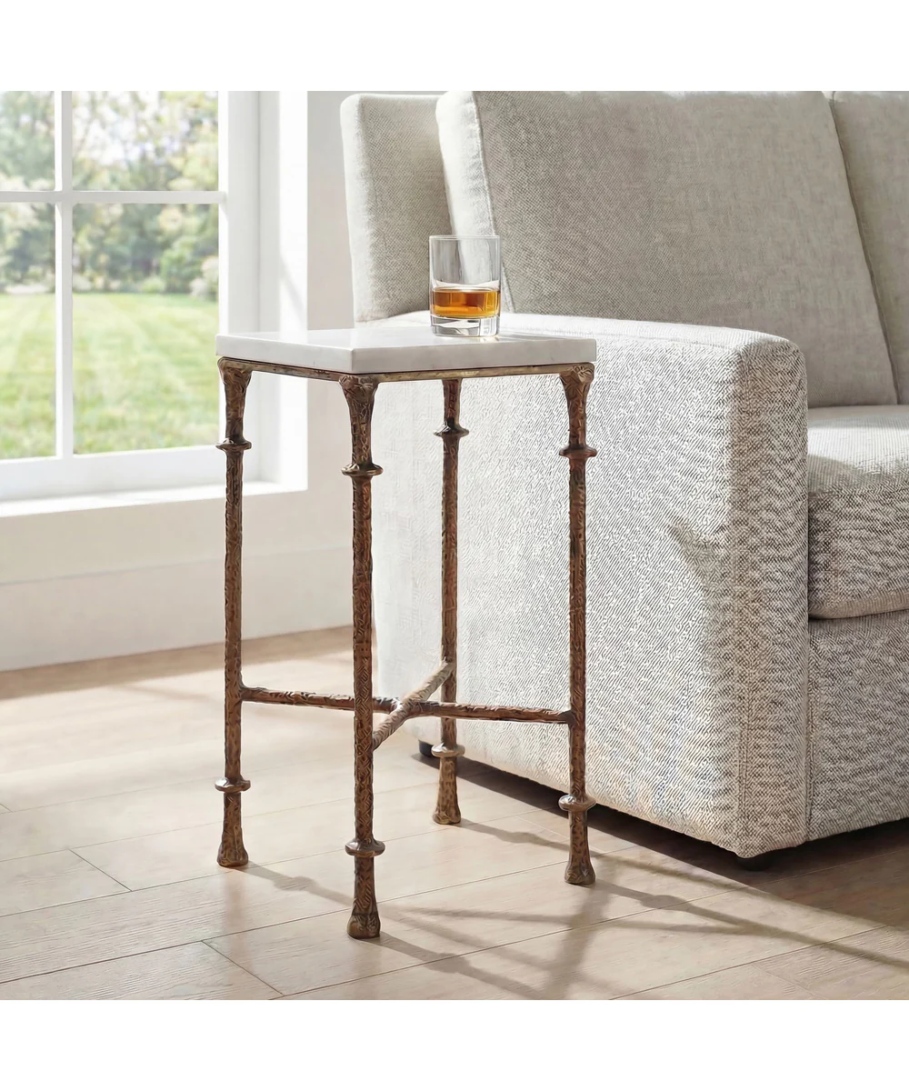 Penelope White Marble Accent Table - Image 2