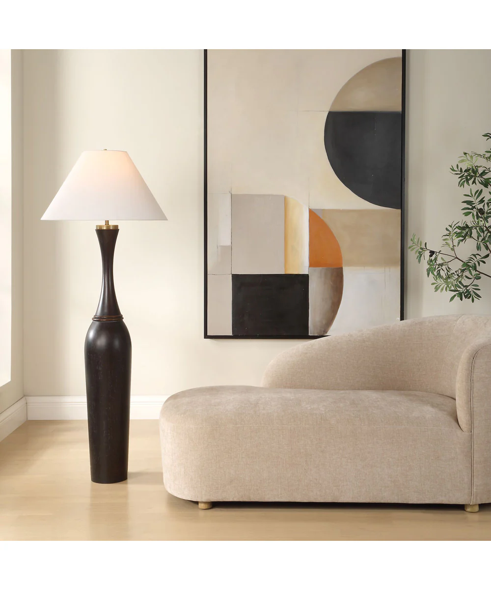 Pravin Dark Wood Floor Lamp - Image 2