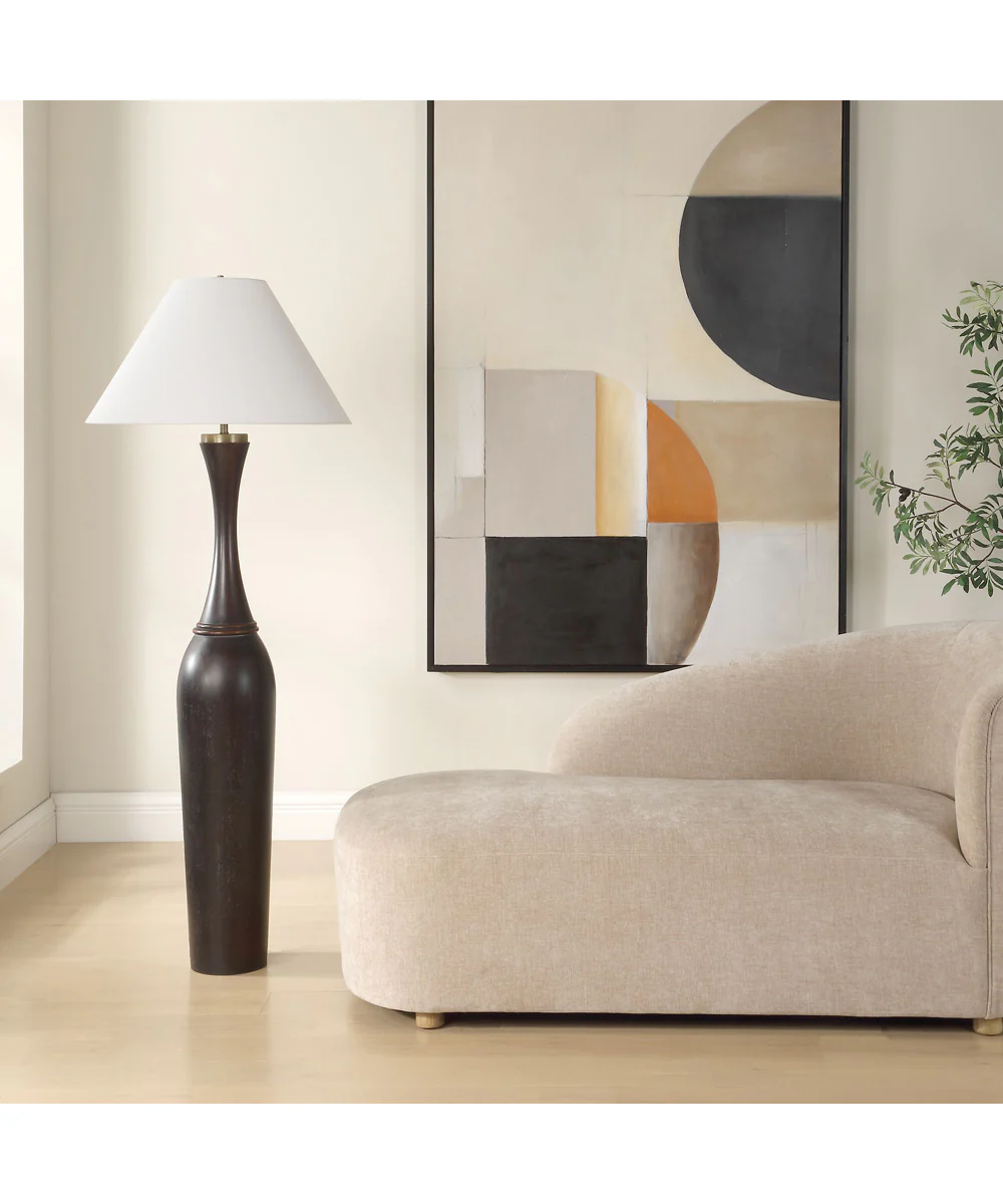 Pravin Dark Wood Floor Lamp - Image 3