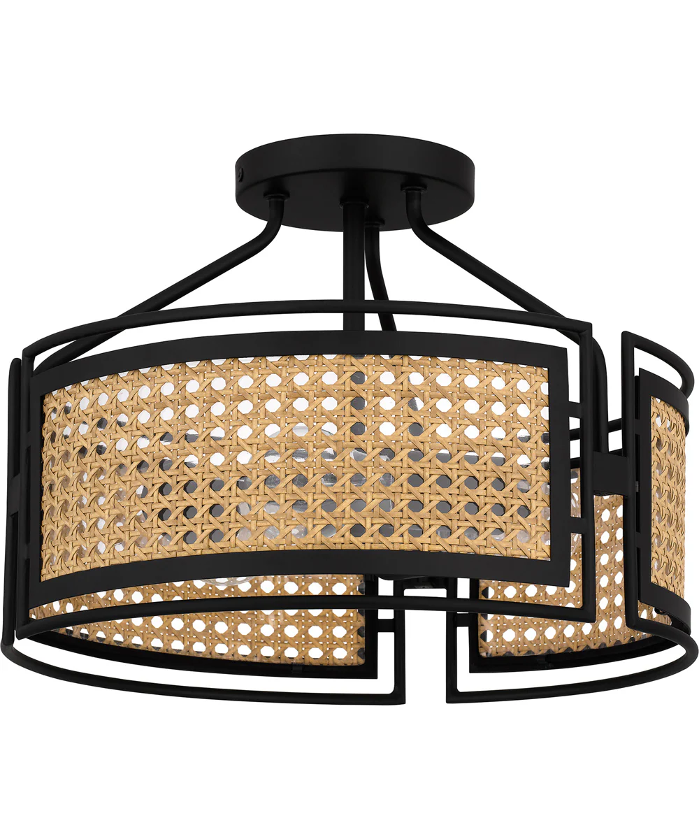Priya Medium 3-light Semi Flush Mount Matte Black - Image 2