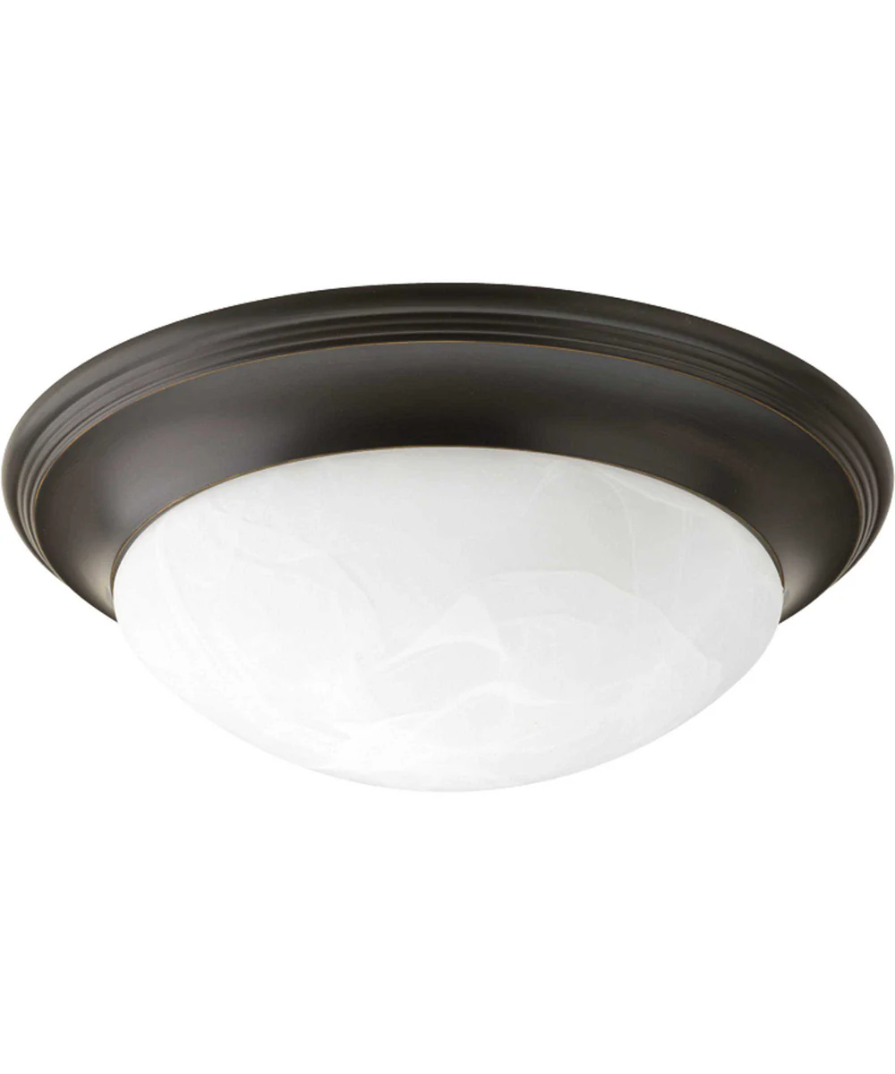 3-Light Alabaster Glass 16-5/8" Close-to-Ceiling Antique Bronze
