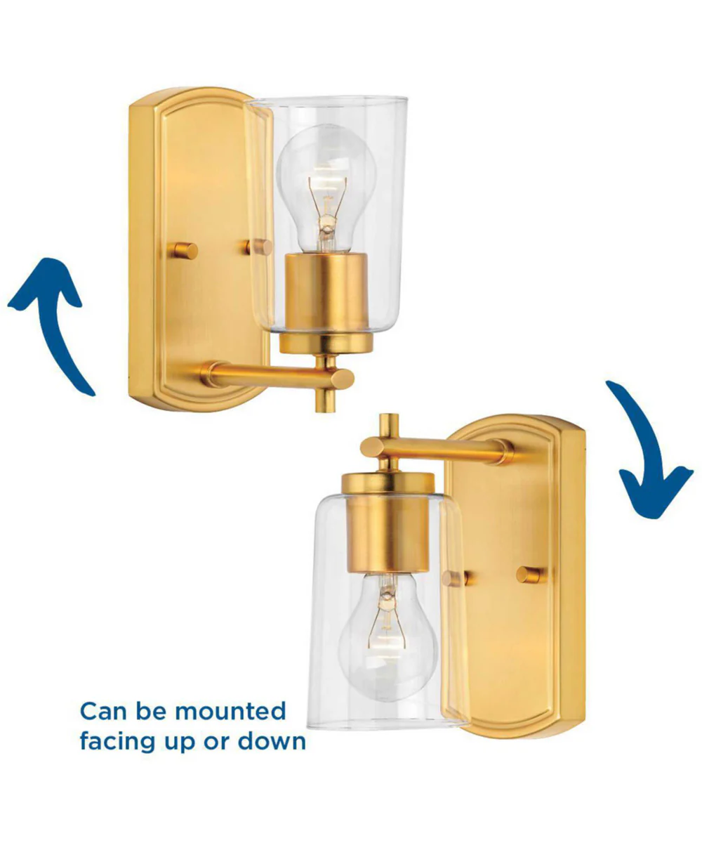 Adley 1-Light Clear Glass New Traditional Bath Vanity Light Satin Brass - Image 4
