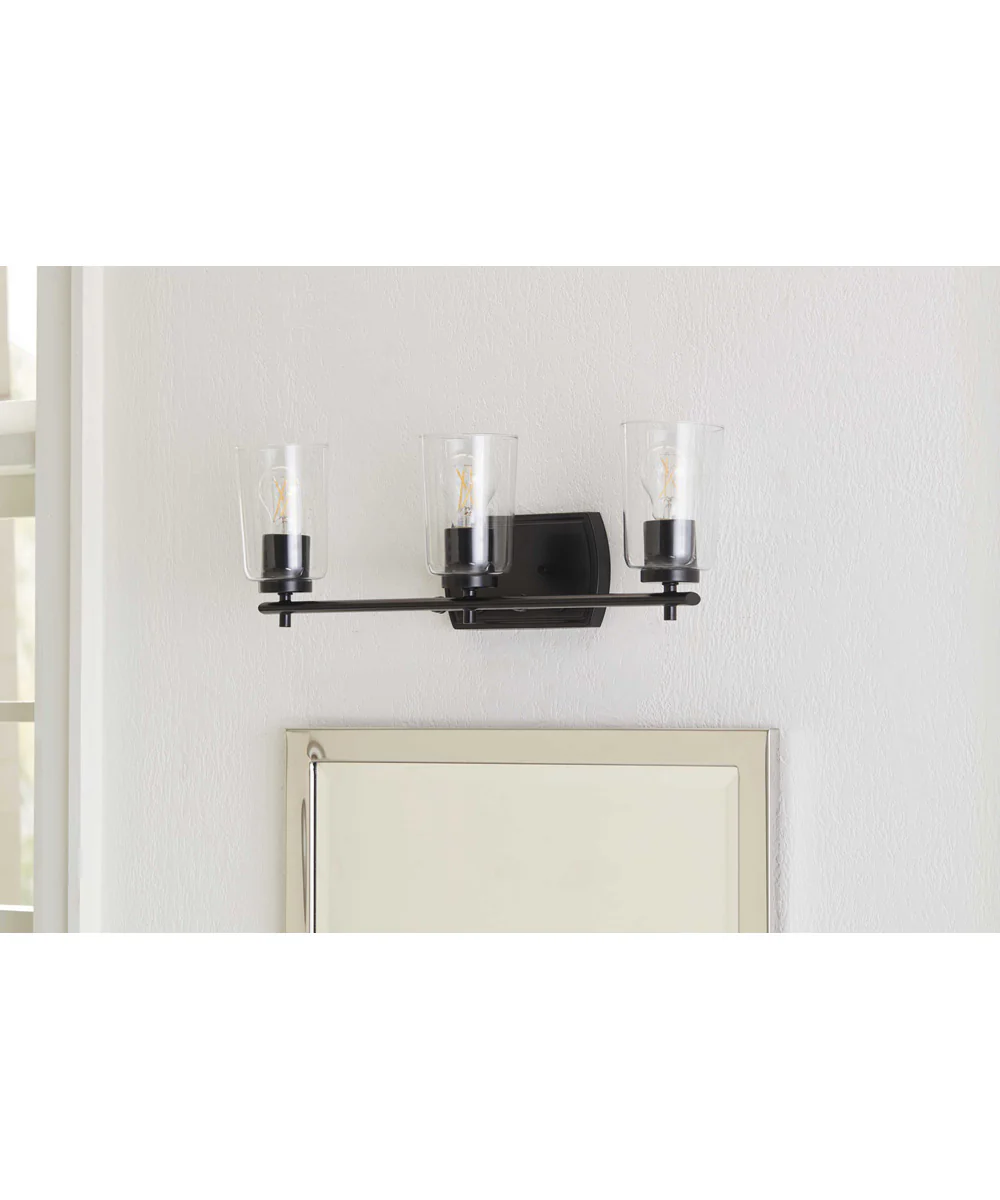 Adley 3-Light Clear Glass New Traditional Bath Vanity Light Matte Black - Image 2