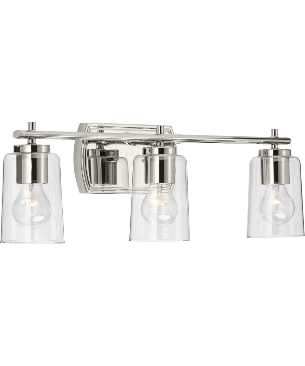 Adley 3-Light Clear Glass New Traditional Bath Vanity Light Polished Nickel - Image 6