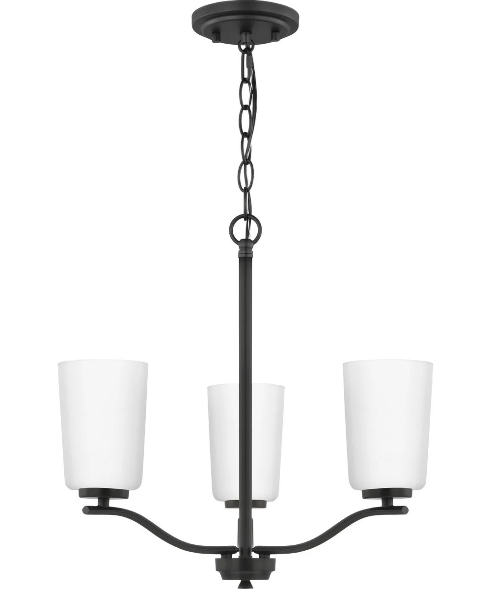 Adley 3-Light Etched White Glass Semi-Flush Convertible Light Matte Black - Image 3