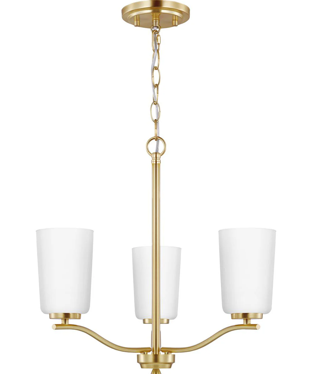 Adley 3-Light Etched White Glass Semi-Flush Convertible Light Satin Brass - Image 3