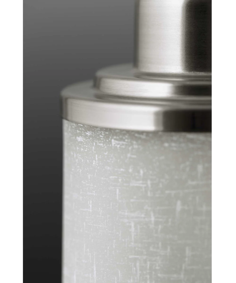 Alexa 1-Light Etched Linen With Clear Edge Glass Modern Mini-Pendant Light Brushed Nickel - Image 8