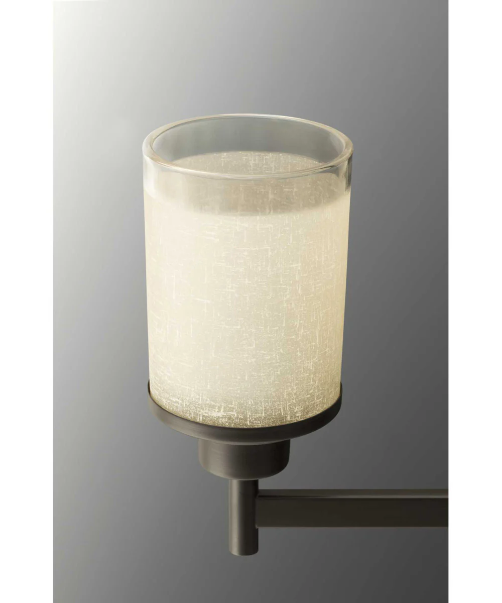 Alexa 5-Light Etched Umber Linen With Clear Edge Glass Modern Chandelier Light Antique Bronze - Image 4