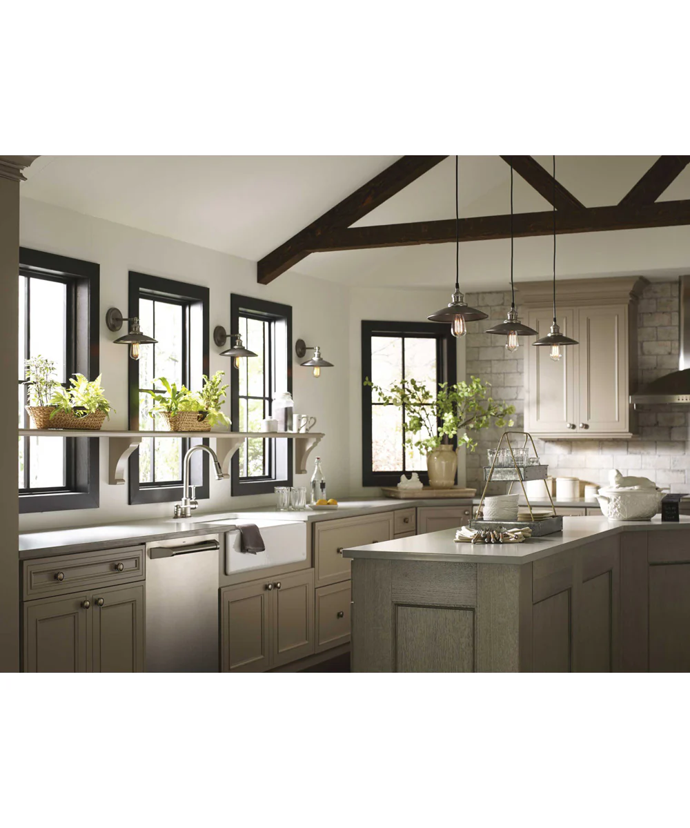 Archives 1-Light PMS Matte Cool Grey #9 Shade Farmhouse Mini-Pendant Light Antique Nickel - Image 2
