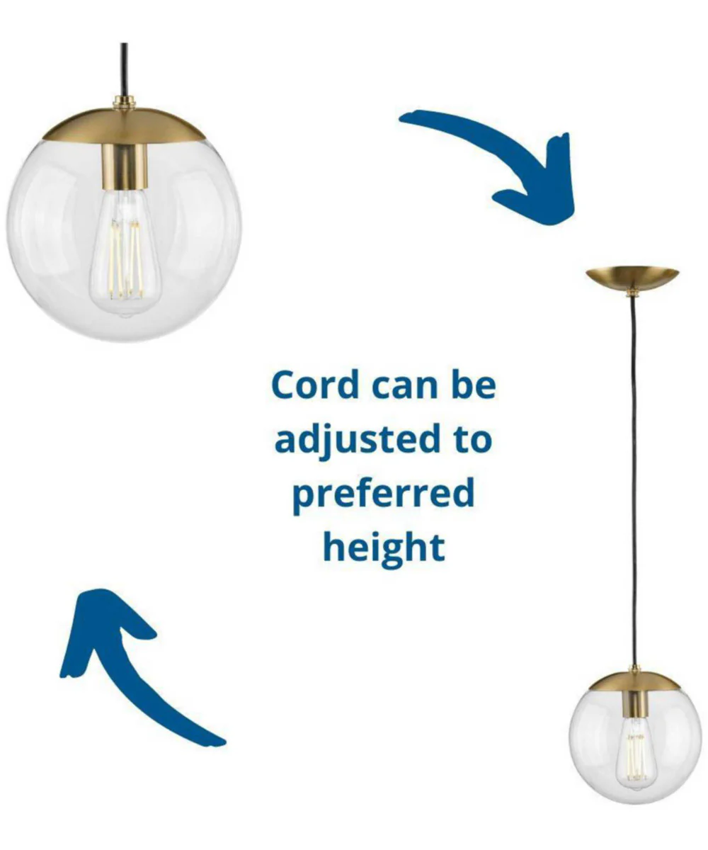 Atwell 10-inch Clear Glass Globe Medium Hanging Pendant Light Brushed Bronze - Image 5