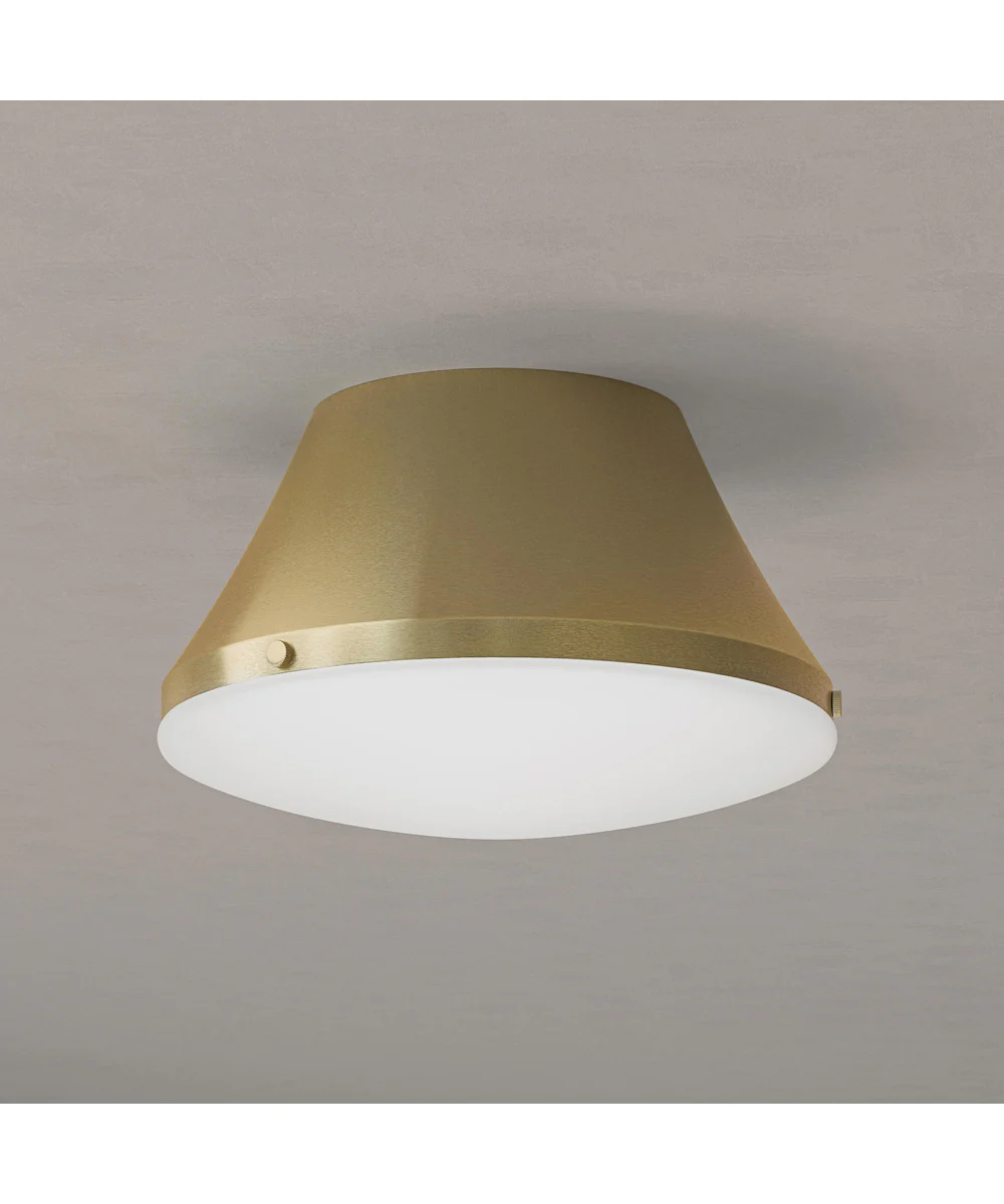 Avra Medium 2-Light Flush Mount with Etched White Glass Shade Brushed Gold - Image 7