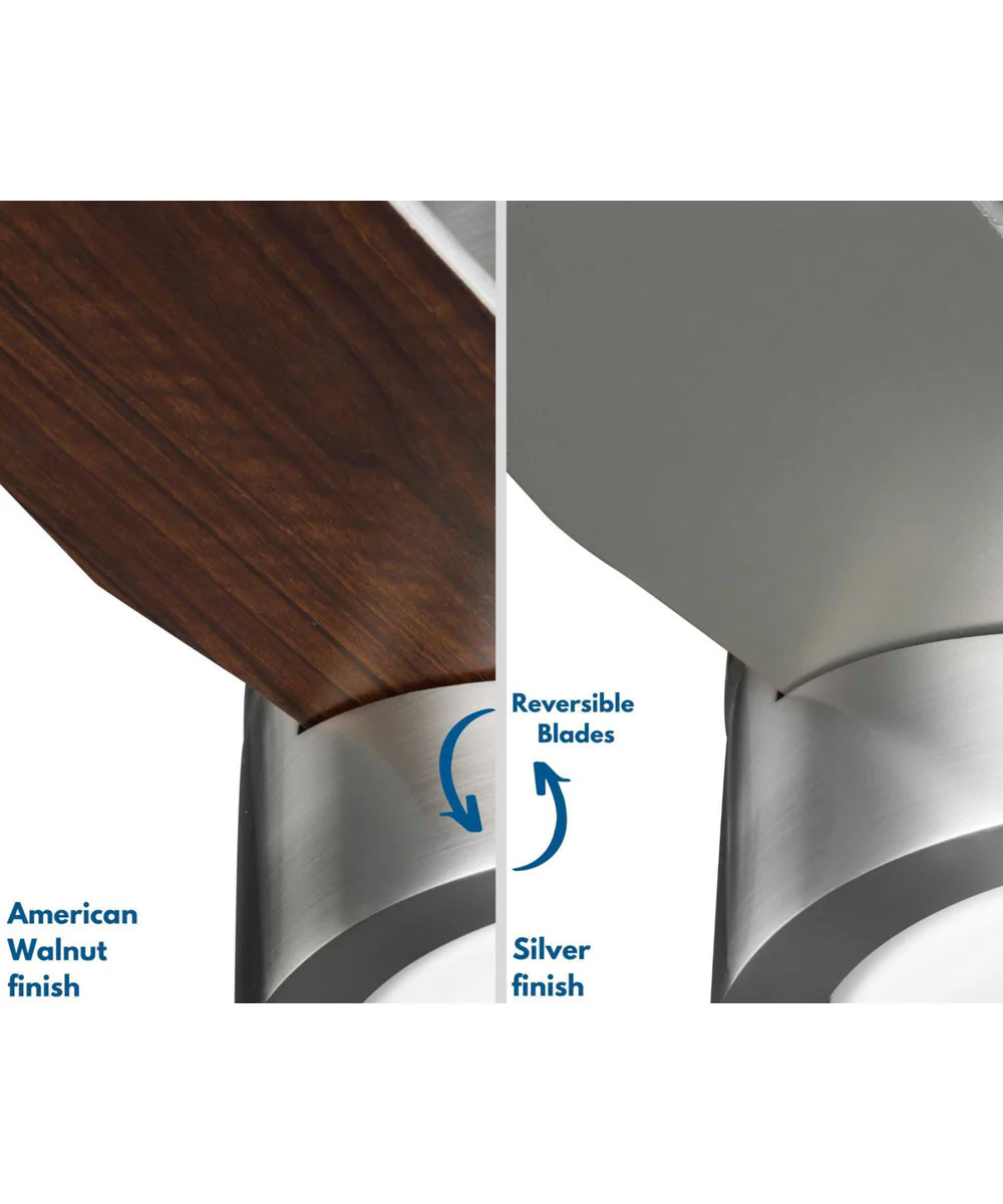 Braden 44" 3-Blade LED Mid-Century Modern Indoor Hugger Ceiling Fan Brushed Nickel - Image 7