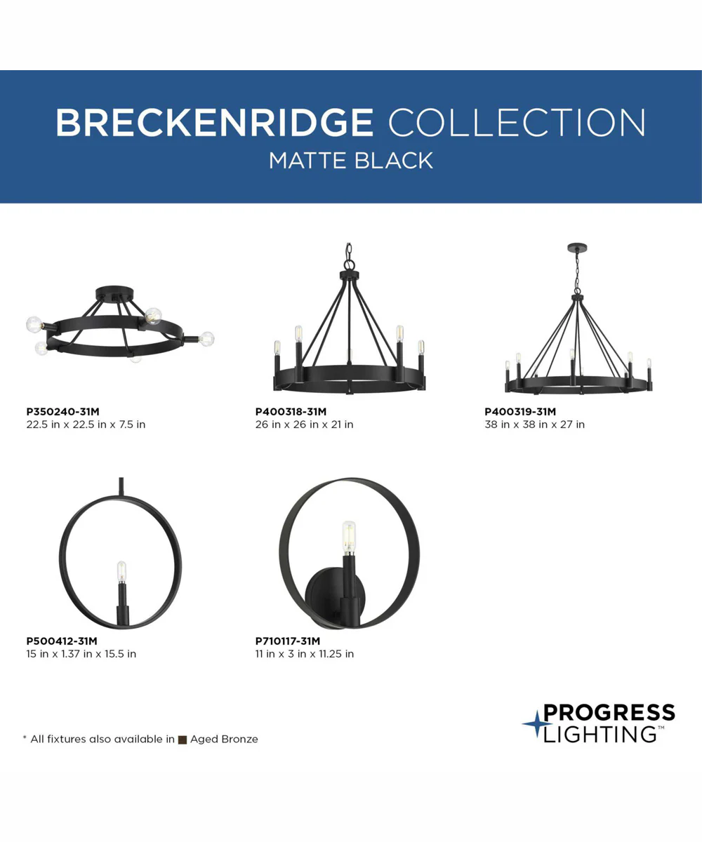 Breckenridge 1-Light Rustic Farmhouse Wall Bracket Matte Black - Image 6