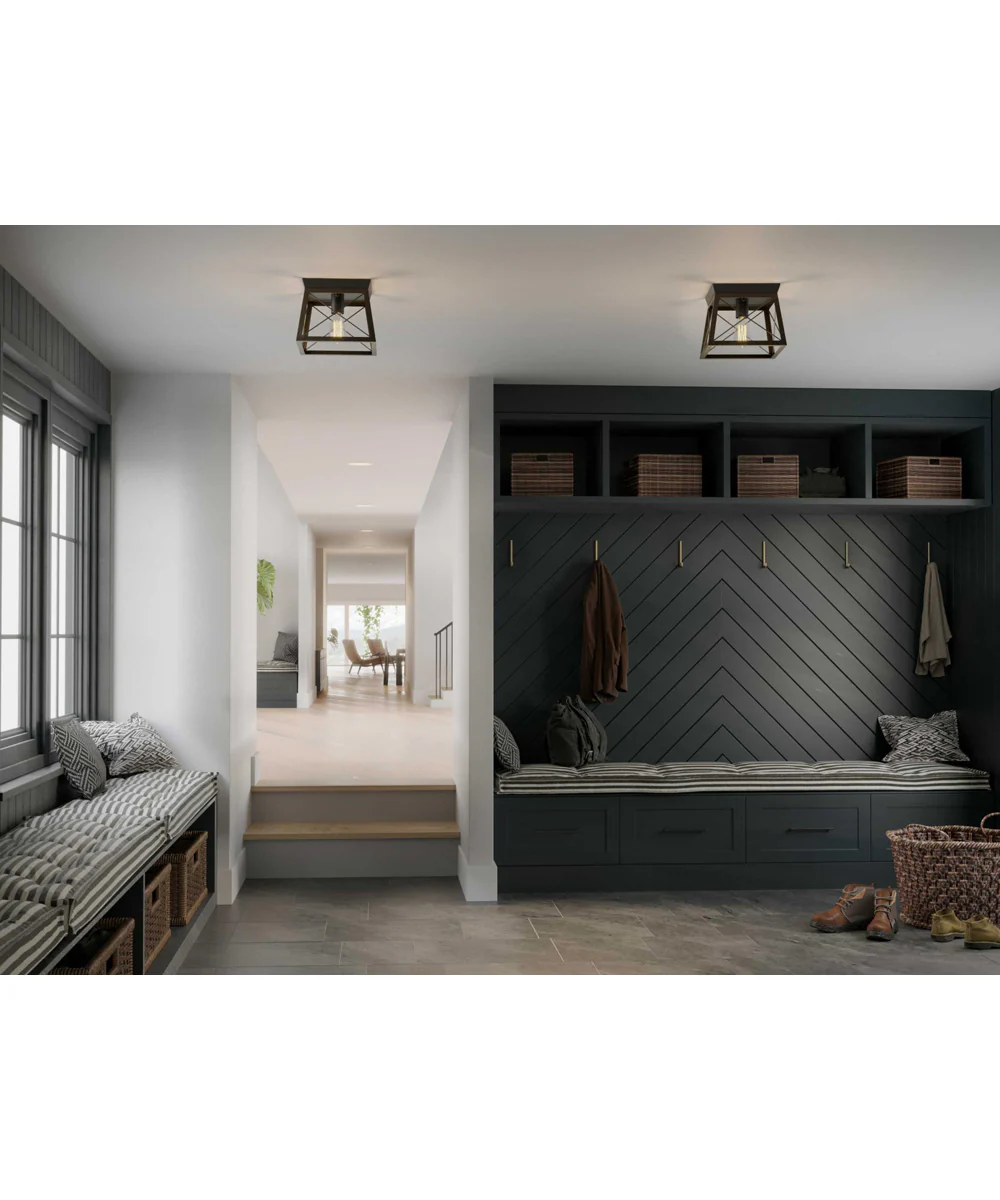 Briarwood 1-Light Textured Cerused Black Farmhouse Style Flush Mount Ceiling Light Textured Black - Image 2
