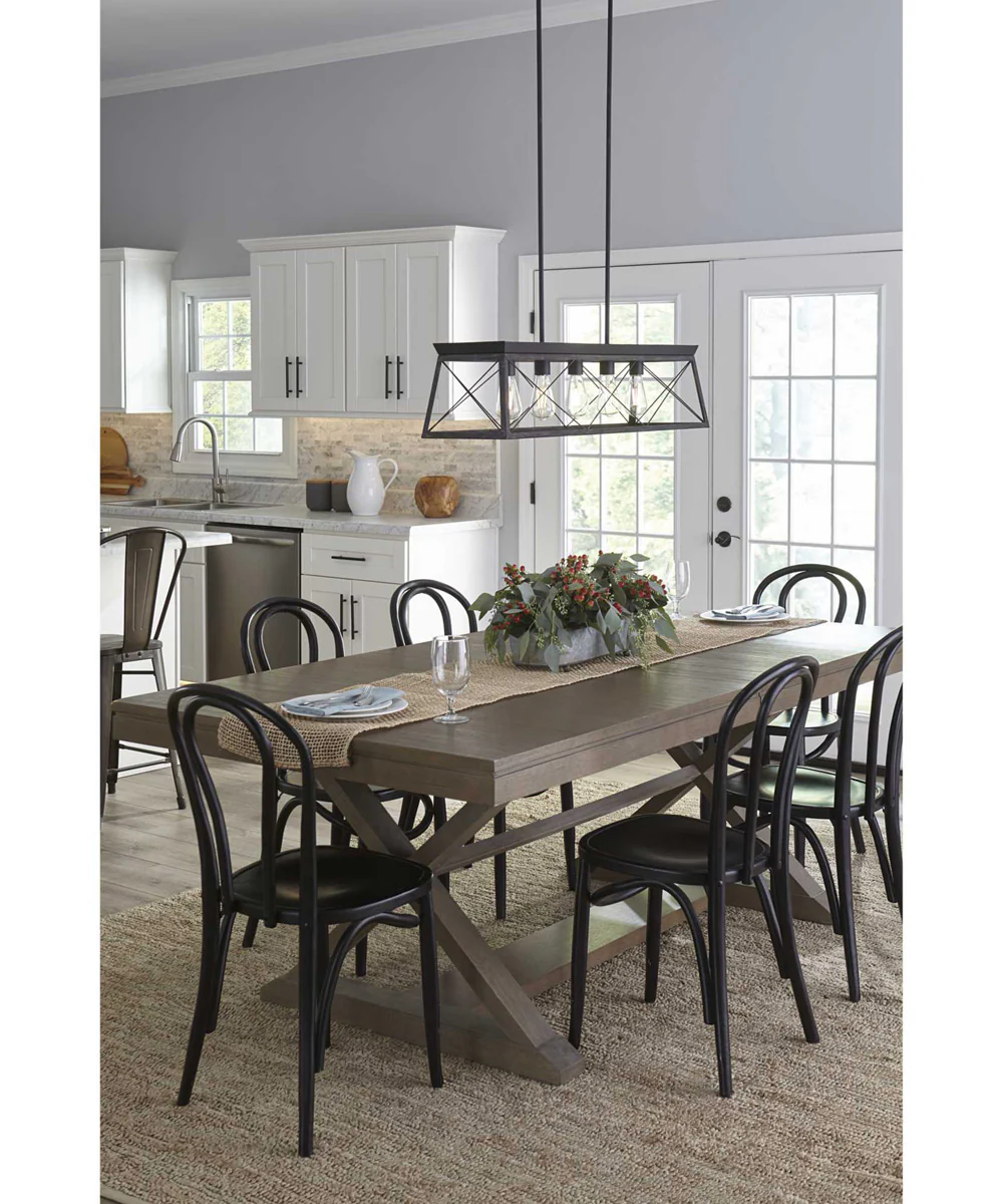 Briarwood 5-Light Textured Cerused Black Farmhouse Style Linear Island Chandelier Light Textured Black - Image 4