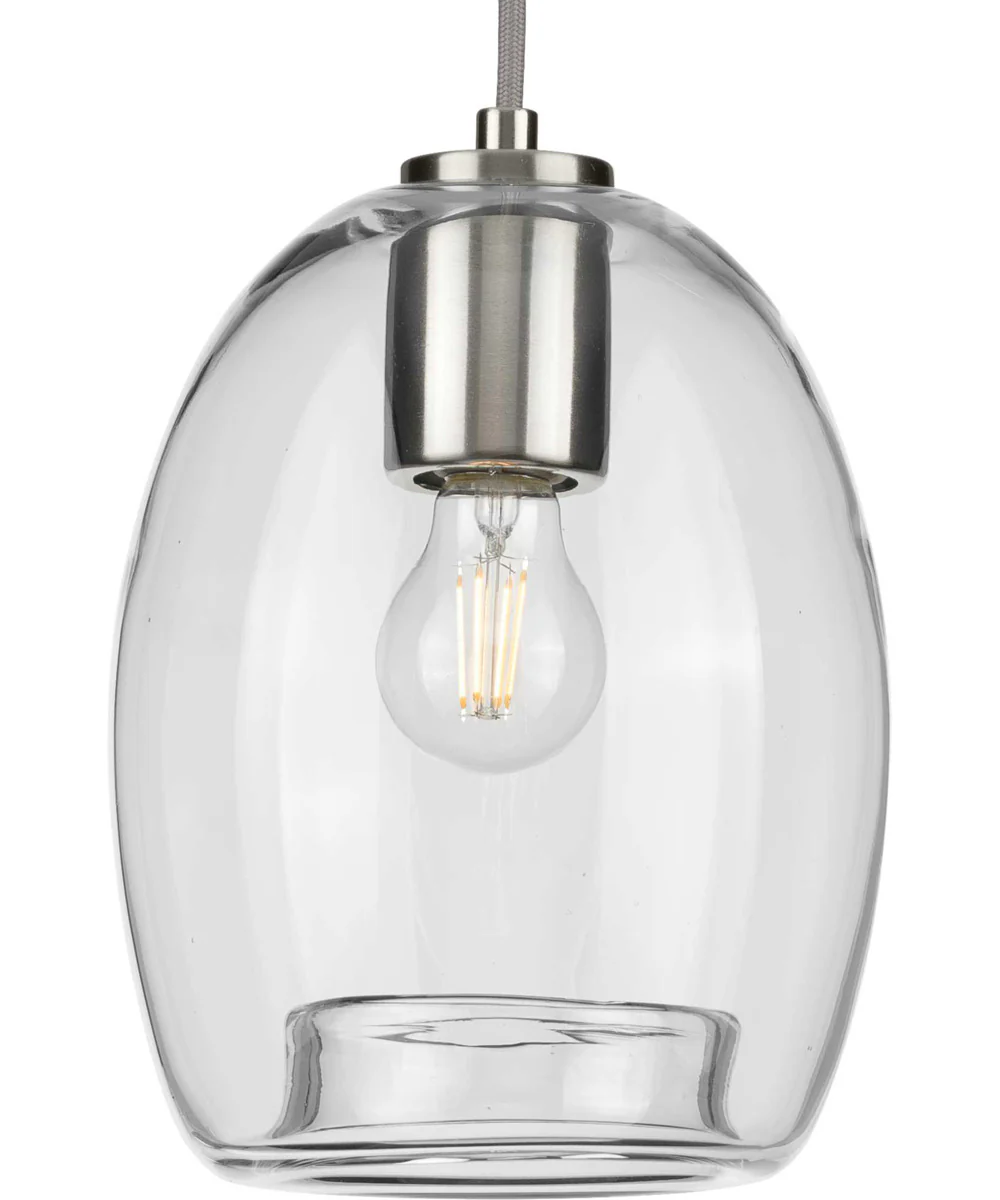 Caisson 1-Light Clear Glass Global Pendant Light Brushed Nickel