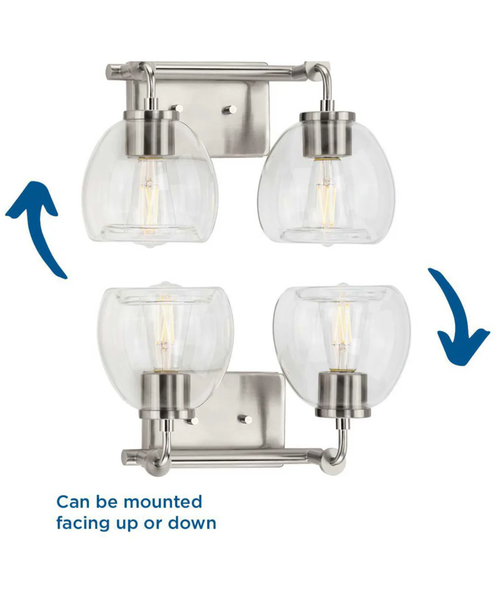 Caisson 2-Light Clear Glass Urban Industrial Bath Vanity Light Brushed Nickel - Image 3