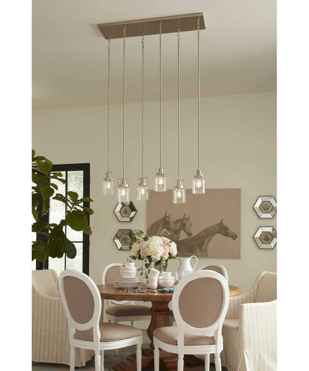 Calhoun 1-Light Clear Glass Farmhouse Mini-Pendant Light Brushed Nickel - Image 2