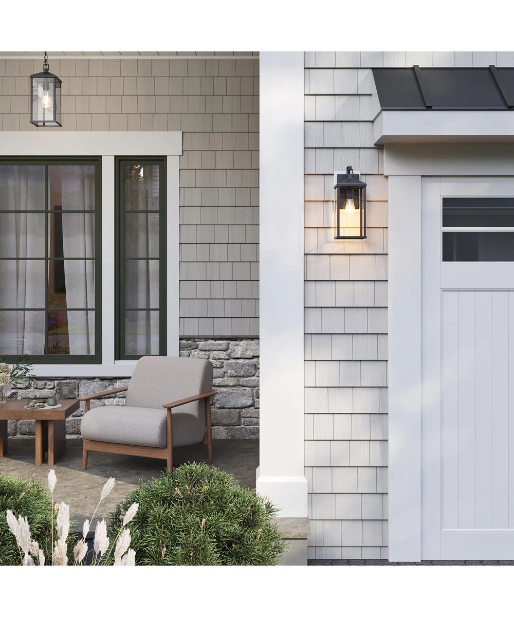 Cantley Large Outdoor Wall Lantern with Clear Glass Panels Matte Black - Image 2