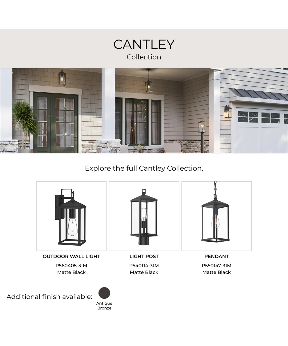 Cantley Small Outdoor Wall Lantern with Clear Glass Panels Matte Black - Image 11
