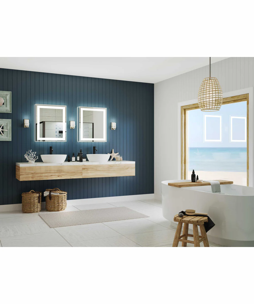 Captarent 30x36 in. Rectangular Illuminated Integrated LED Modern Mirror White - Image 2