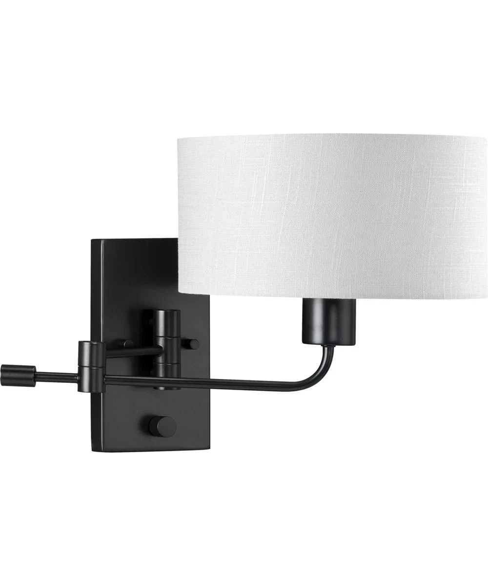 Carrick 1-Light Summer Linen Shade Transitional Wall Light Matte Black