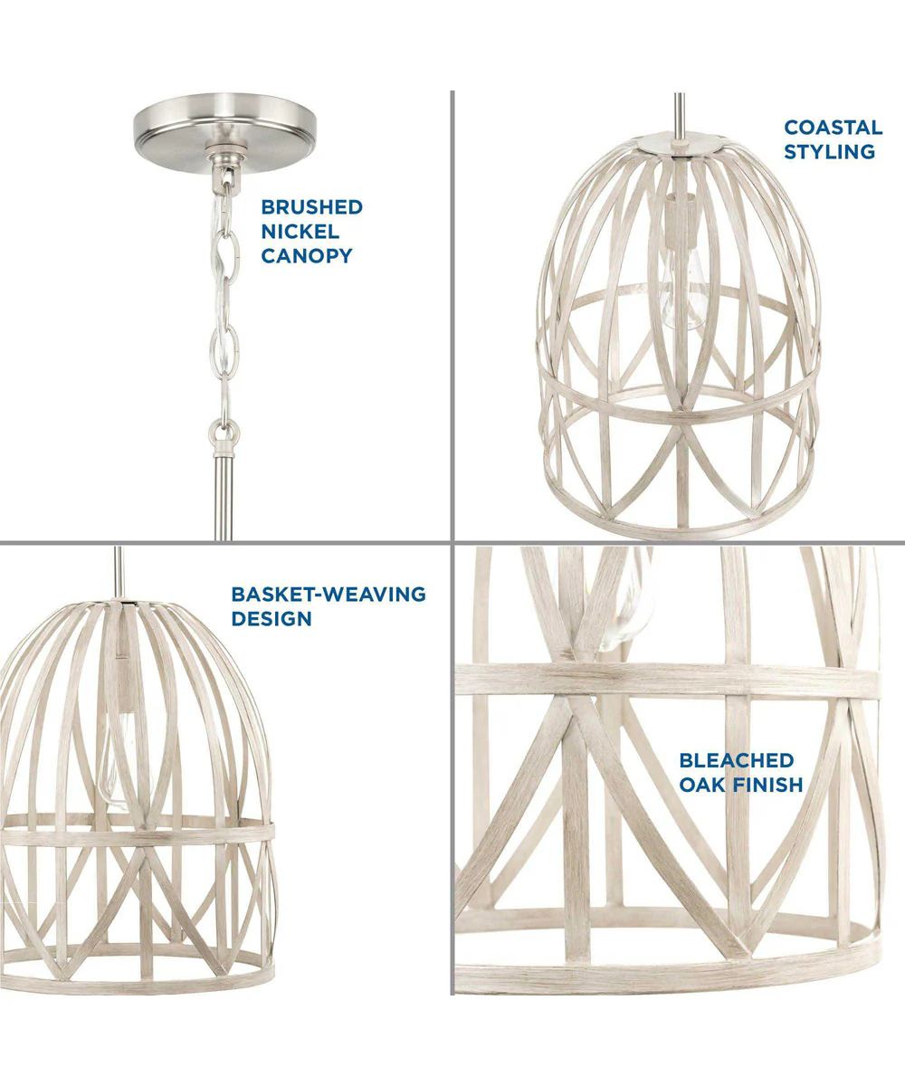 Chastain  1-Light Basket Farmhouse Pendant Light Bleached Oak - Image 4