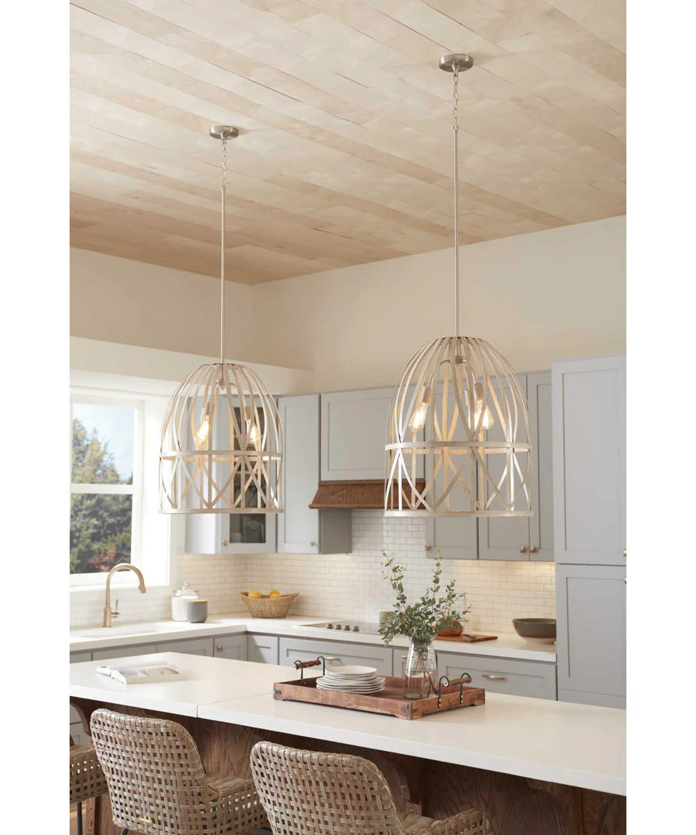 Chastain 3-Light Basket Farmhouse Pendant Light Bleached Oak - Image 2