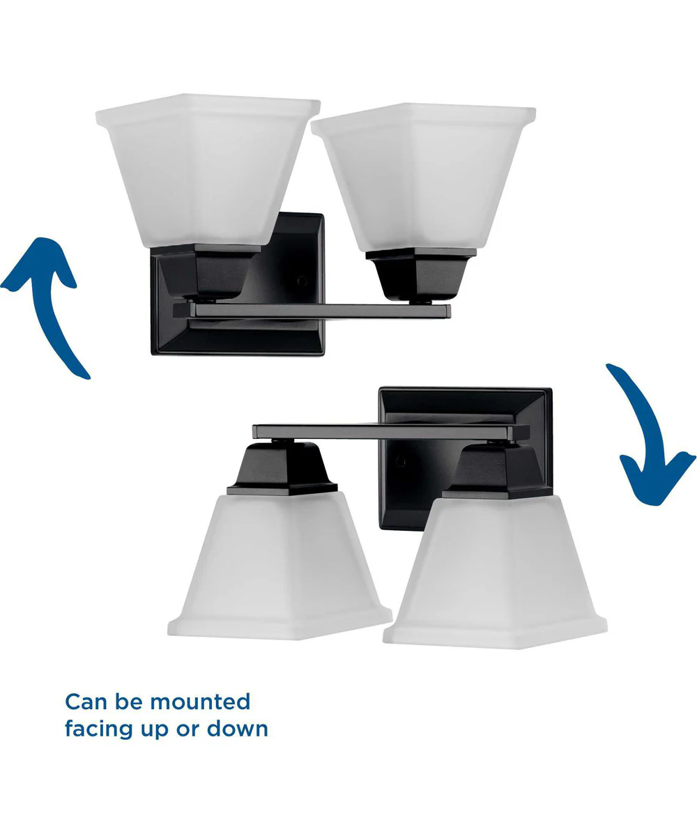 Clifton Heights 2-Light Modern Farmhouse Etched Glass Bath Vanity Light Matte Black - Image 4