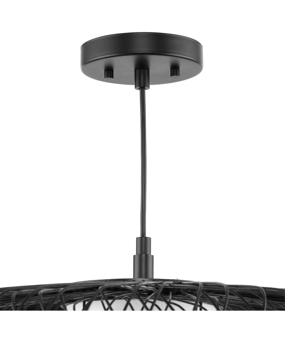 Cordova 1-Light Large Pendant Black Rattan - Image 11