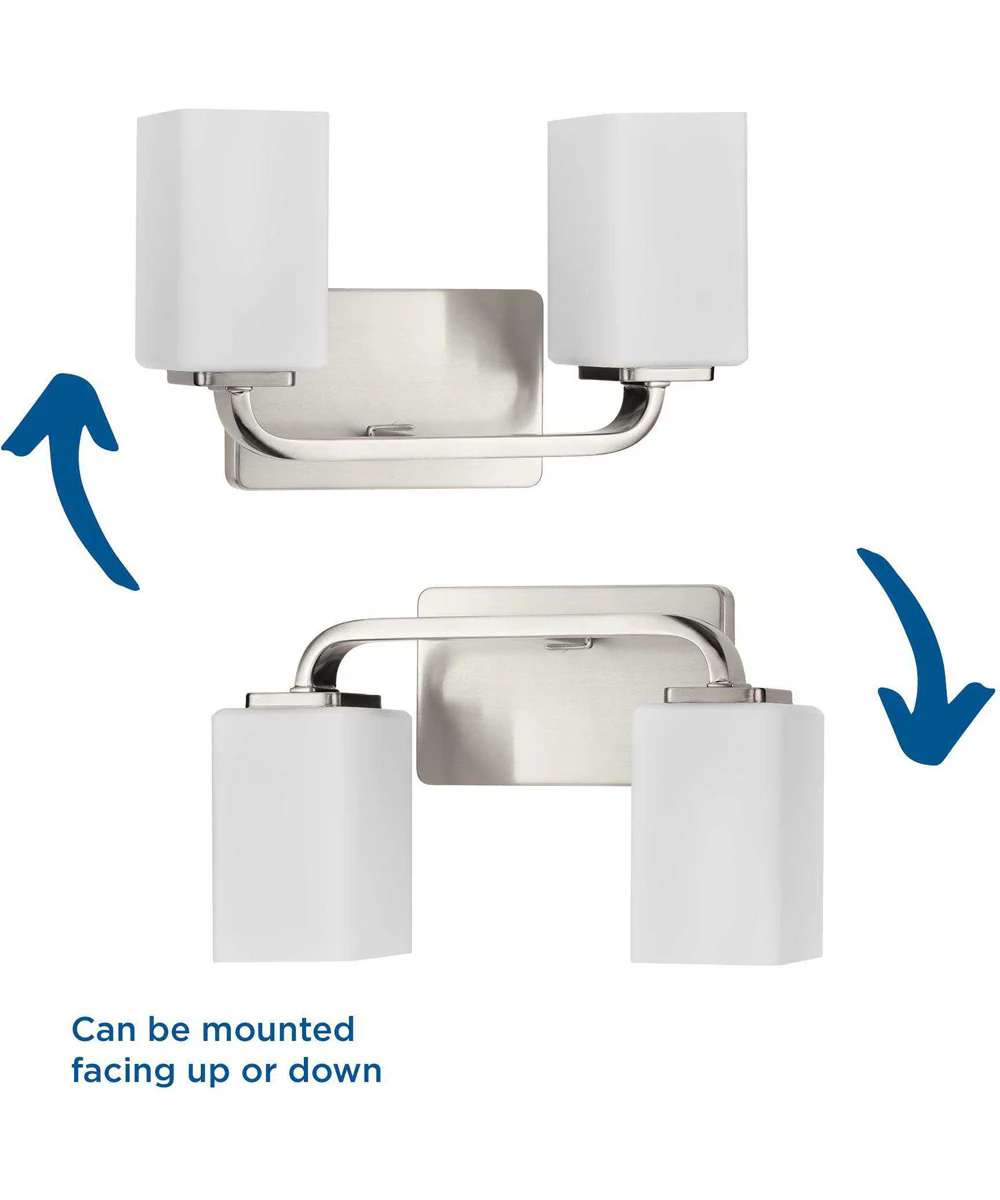 Cowan 2-Light Modern Etched Opal Glass Bath Vanity Light Brushed Nickel - Image 2