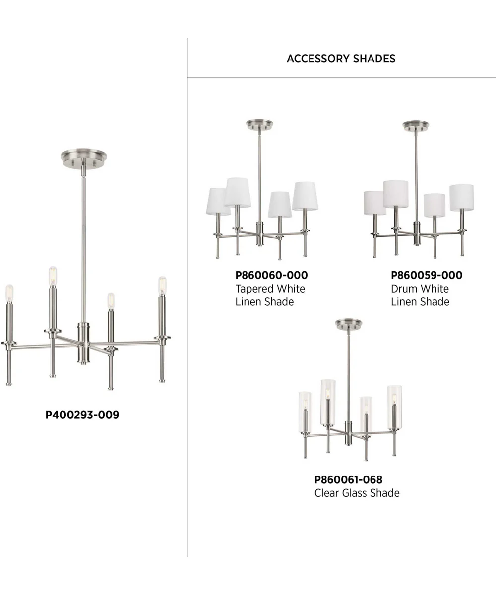 Elara 4-Light New Traditional  Chandelier Light Brushed Nickel - Image 5