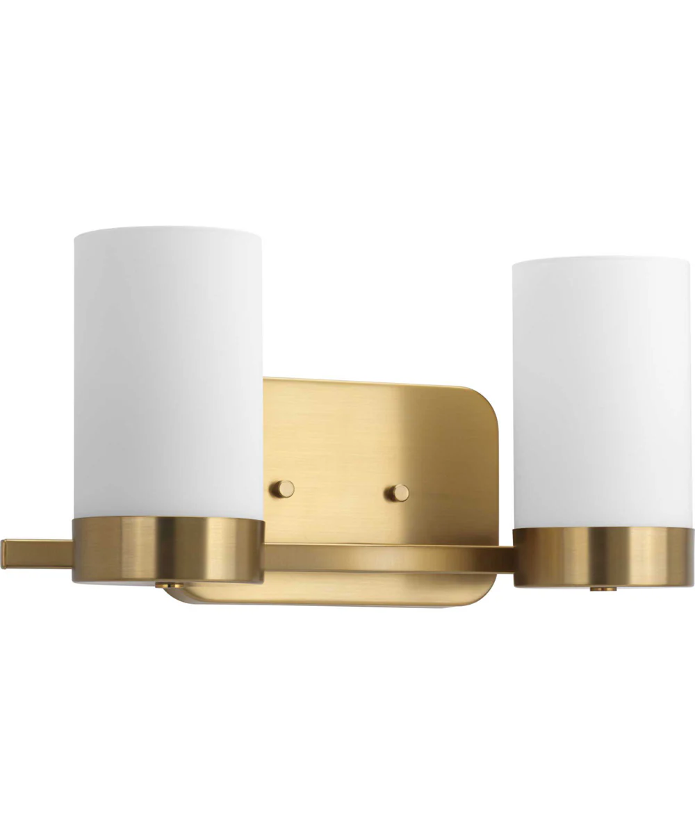 Elevate 2-Light Etched White Glass Mid-Century Modern Bath Vanity Light Brushed Bronze