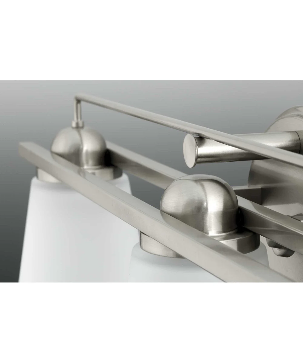 Flight 3-Light Etched Glass Coastal Bath Vanity Light Brushed Nickel - Image 3