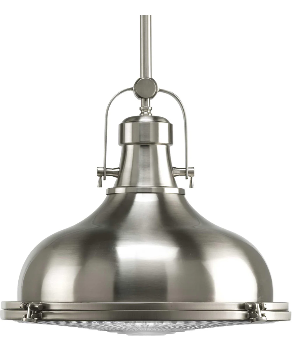 Fresnel Lens 1-Light Fresnel Glass Coastal Pendant Light Brushed Nickel