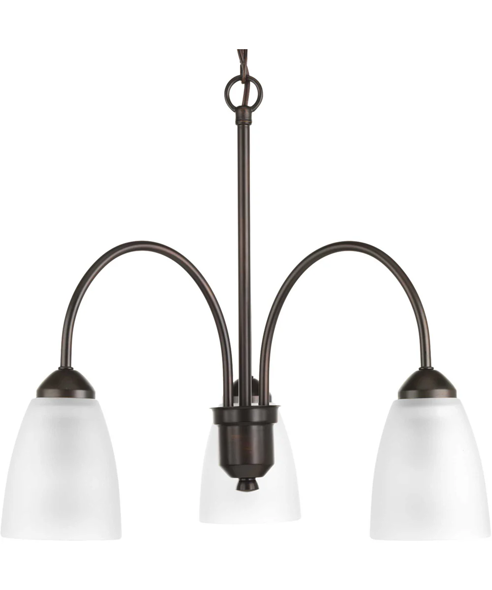 Gather 3-Light Etched Glass Traditional Chandelier Light Antique Bronze